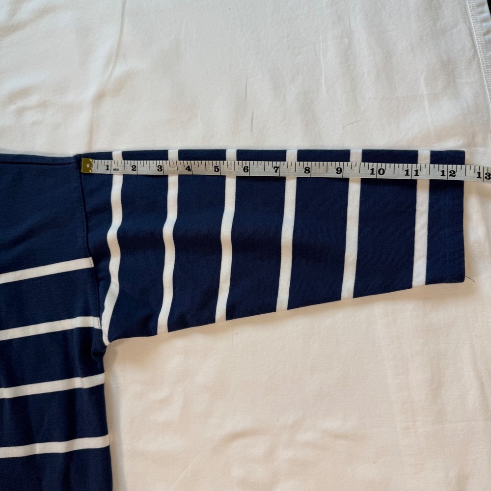 Vineyard Vines Navy Striped Boxy Top XS Quarter Sleeve Cotton Summer Nautical - Picture 7 of 8